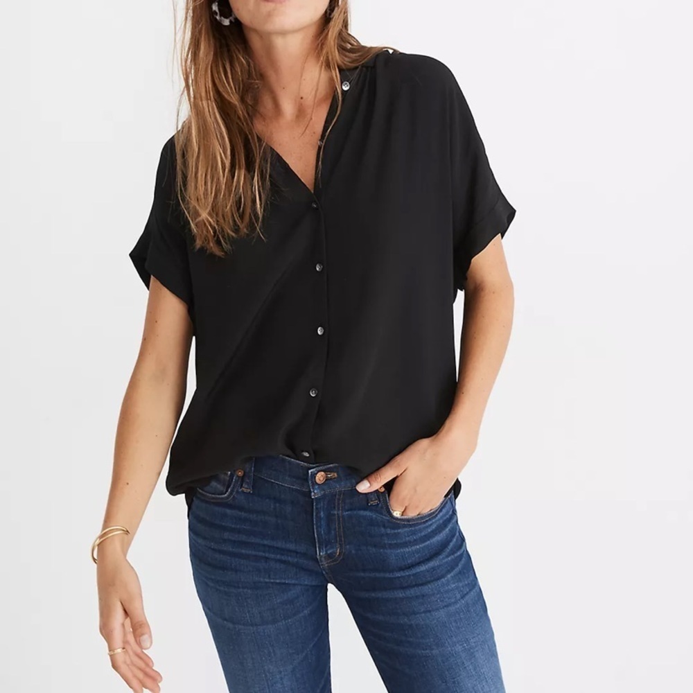 Madewell Central Drapay Viscose Oversized Shirt Size XXS